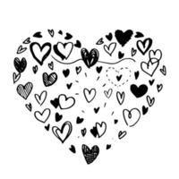 modèle d'illustrations de croquis de symbole de coeur doodle vecteur dessinés à la main. symbole d'amour doodle icône .élément de conception isolé sur fond blanc