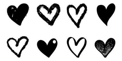 ensemble de coeurs de doodle isolé sur fond blanc. main dessinée d'icône amour. illustration vectorielle. vecteur