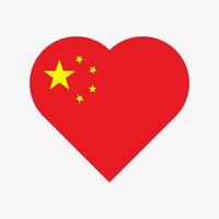 le drapeau de la chine en forme de coeur. icône de vecteur de drapeau chinois isolé sur fond blanc