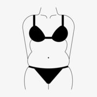 illustration vectorielle de corps féminin gras icône de figure de femme potelée. Figure de fille de taille plus isolée sur fond blanc vecteur