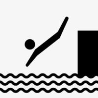 icône de vecteur de plongée homme isolé sur fond blanc. sauter au signe de l'eau