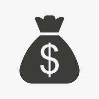 icône dollar. pictogramme de vecteur d'icône plate de sac d'argent. sac avec dollar américain isolé sur fond blanc. symbole monétaire américain