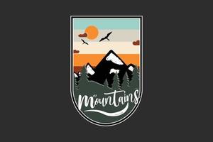 logo insigne vintage montagnes vecteur