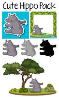 Un pack d&#39;hippo mignon vecteur