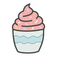cupcake coloré de vecteur avec illustration isolée de crème