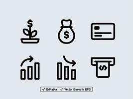 ensemble d'icônes d'affaires financières vecteur