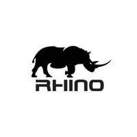 modèle de logo de rhinocéros. icône de silhouette de rhinocéros africain en voie de disparition. symbole animal à cornes. signe de force de la compagnie de la bête sauvage. illustration vectorielle. vecteur