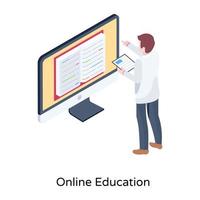 une icône isométrique de l'éducation en ligne vecteur