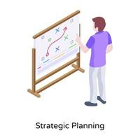 une illustration isométrique créative de la planification stratégique, du plan d'affaires vecteur