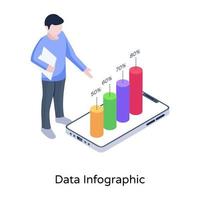 une illustration isométrique d'infographie de données descriptives vecteur