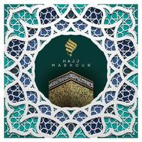 hajj mabrour salutation motif floral islamique fond vecteur conception avec calligraphie arabe or brillant. traduction du texte hajj pèlerinage qu'allah accepte votre hajj et vous accorde le pardon