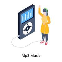 illustration isométrique de musique mp3, lecteur de chanson vecteur