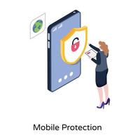 une illustration de la protection mobile, conception isométrique vecteur