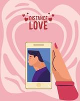 lettrage d'amour à distance avec téléphone portable vecteur