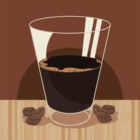 verre à café et grains vecteur