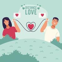 lettrage d'amour à distance avec couple vecteur