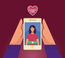 lettrage d'amour à distance et smartphone vecteur