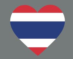 drapeau de la thaïlande emblème national de l'asie coeur icône illustration vectorielle élément de conception abstraite vecteur