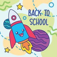 couleur retour à l'affiche de l'école cours d'astronomie vecteur de personnage de fusée heureux