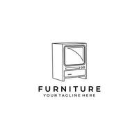 logo de conception de vecteur d'art de ligne d'illustration de meubles. nature intérieur monoline contour linéaire simple minimaliste minimal