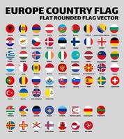 ensemble de tous les drapeaux de pays europe vecteur plat arrondi