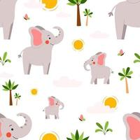 éléphants gris drôles en modèle vectorielle continue vecteur