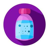 icône de bouteille pour le symbole de médecine sur fond violet vecteur