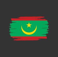 coups de pinceau du drapeau de la mauritanie. drapeau national du pays vecteur