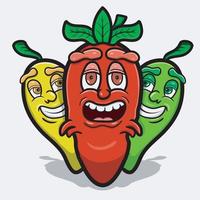 conception de personnage de mascotte de trois piments drôles. vecteur de clip art.