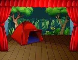 une tente rouge sur la scène du théâtre vecteur