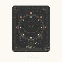 carte vierge signe du zodiaque. symbole horoscope astrologique avec phases de lune. icône graphique or sur fond noir. illustration de vecteur ligne art