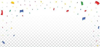 confettis colorés et guirlandes tombant illustration sur un fond transparent. cadre de confettis multicolores pour éléments de festival ou de fête. éléments de carnaval et vecteur de cadre de confettis.