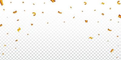 cadre de tresse de fête dorée pour un fond de carnaval. confettis dorés tombant illustration sur fond transparent. éléments de célébration d'anniversaire. illustration de confettis élément festival et fête. vecteur