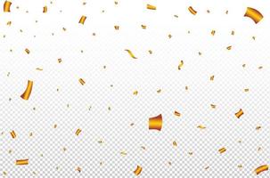 explosion de confettis dorés sur fond transparent. vecteur d'éléments de célébration de fête. confettis dorés et guirlandes tombant illustration pour anniversaire. élément de festival de confettis dorés et de ruban.