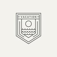 logo de l'emblème de l'art de la ligne minimaliste de vacances à l'océan vecteur