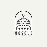 icône du logo de l'insigne d'art en ligne minimaliste du dôme de la mosquée vecteur