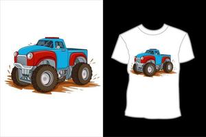 conception de t shirt illustration vectorielle gros camion classique vecteur