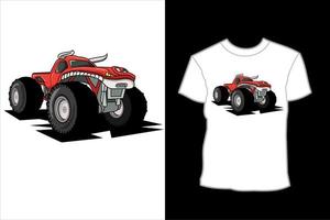 conception de t-shirt d'illustration vectorielle de personnage de camion monstre vecteur