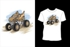 gros requin monstre camion illustration vectorielle conception de t-shirt vecteur