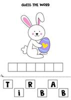 jeu d'orthographe pour les enfants. lapin de dessin animé mignon. vecteur