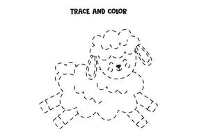tracez et coloriez un joli agneau de Pâques noir et blanc. feuille de travail pour les enfants. vecteur