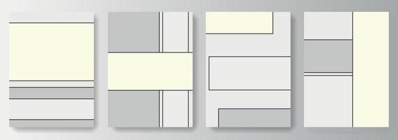 définir la collection d'arrière-plans géométriques pastel beige gris avec des lignes noires vecteur