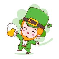 illustration de dessin animé du personnage chibi lutin mignon. bonne saint patrick vecteur