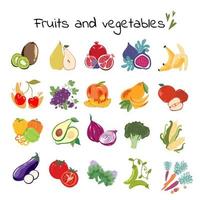 ensemble de légumes et de fruits dans un style dessiné à la main. illustration vectorielle vecteur