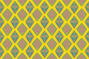 fleur rose et bleue sur jaune. motif géométrique oriental ethnique design traditionnel pour le fond tapis papier peint vêtements emballage batik tissu illustration vectorielle style de broderie vecteur