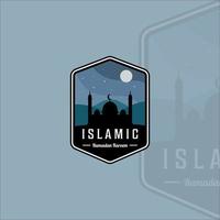 silhouette mosquée la nuit emblème logo illustration vectorielle modèle icône graphisme vecteur