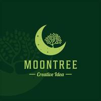 arbre et demi-lune logo illustration vectorielle modèle icône conception graphique vecteur