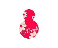 logo floral moderne du 8 mars. icône de la journée 8 de la femme. modèle romantique avec des fleurs rouges. fond blanc simple vecteur linéaire.