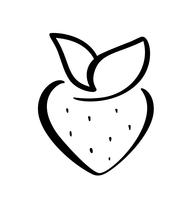 Icône de doodle contour dessiné main fraise. Croquis de vecteur Illustration de logo de baies en bonne santé - fraises crues fraîches pour l&#39;impression, web, mobile et infographie isolé sur fond blanc