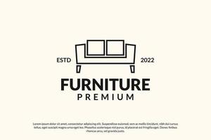 conception de logo de canapé minimaliste, conception de vecteur de décor à la maison. logo de conception de meubles